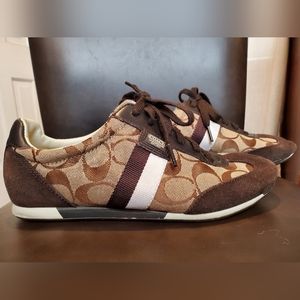 VGC Coach Joss Sneakers Brown White Canvas Leather Suede Women's Size US 7 M